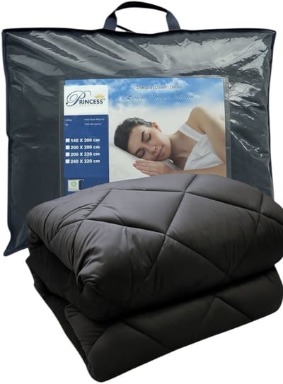 PrincessDekbed - EazyDekbed – Uni Kleur - Antraciet - Hoesloos Dekbed 140x200 cm - Bedrukt & Gekleurd Dekbed - Eenpersoons Dekbed met Cassette Box Constructie