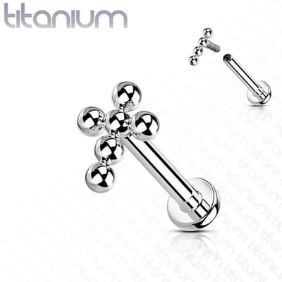 Piercing titanium ball kruis intern schroefdraad 1.2x8 - zilver - LMPiercings