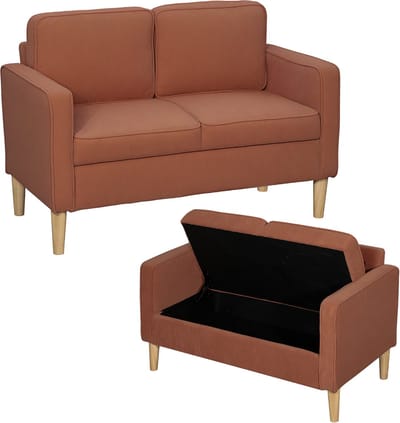 HOMCOM-2 Sitzer Sofa-Polyester-117L x 63B x 79H cm-Orange