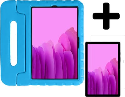 Hoes - Geschikt voor Samsung Galaxy Tab A7 (2020) - Met Screenprotector - Kinderhoes Shockproof Bumper - Kidsproof Case - Tablet Hoesje - Kinder Hoesje Cover - Blauw