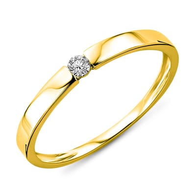 Miore Pure Ring Dames - 14 Karaat Goud - Met Diamanten - Handgemaakt - Elegant - Maat 48
