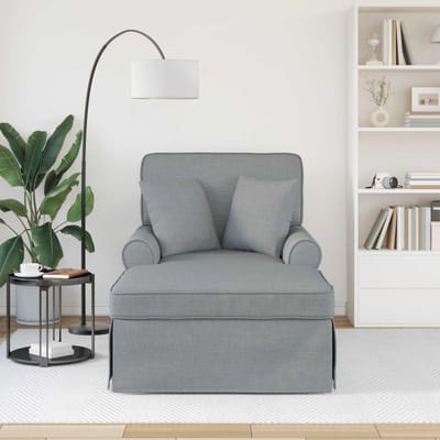vidaXL - Chaise - Lounge - met - Rok - 3 - st - Lichtgrijs - Stof - 91 - x - 157 - x - 91 - cm