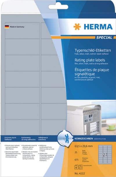 Etiket herma 4222 63.5x29.6mm folie zi 675st | 32 stuks