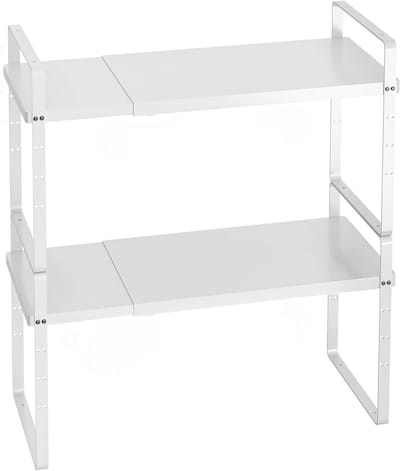 Uitbreidbare kast plank organizers voor keuken en badkamer - stapelbare kruidenrekken set van 2