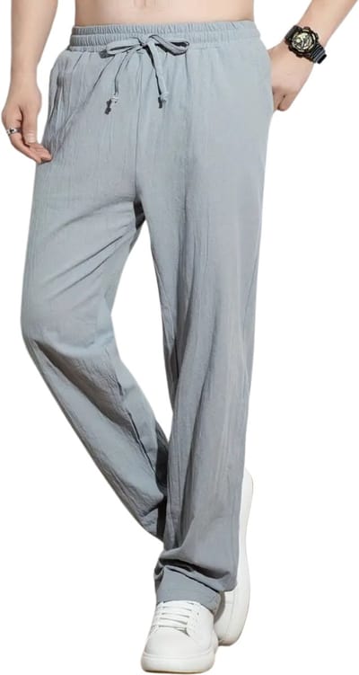 Livano Linnen Broek Heren - Zomerbroek - Volwassenen - Lange Broek - Pantalon - Strandbroek - Zomer - Ibiza Stijl - Grijs - Maat S