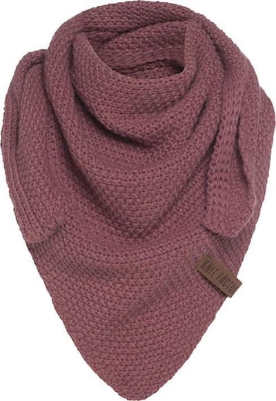 Knit Factory Coco Gebreide Omslagdoek Junior - Kindersjaal - Sjaal meisje - Wintersjaal - Driehoek Sjaal - Stola - Wollen sjaal - Rode sjaal - Stone Red - 140x60 cm