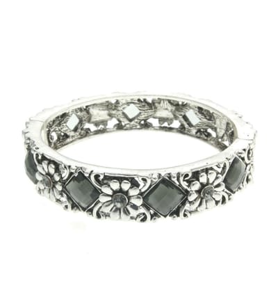 Behave - Bangle met scharnier - zilverkleur - vintage bloemstijl