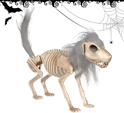 Hond skelet decoratie - Griezelig ornament - Feestelijke sfeer - Flexibele staart - 38 x 8 x 25 cm