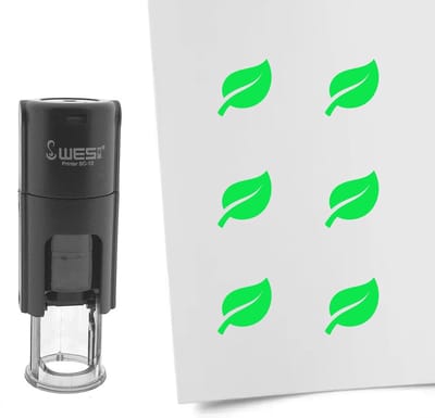 CombiCraft Stempel blaadje 10mm rond groene inkt - per 1 stuk