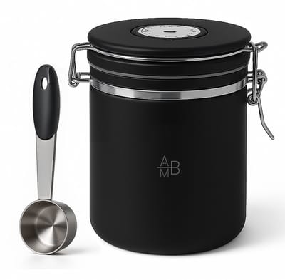 Adore Maison Barista Koffie Voorraadpot 1.2L – Luchtdichte Opslag voor Koffiebonen & Thee – Met Maatlepel – Zwart