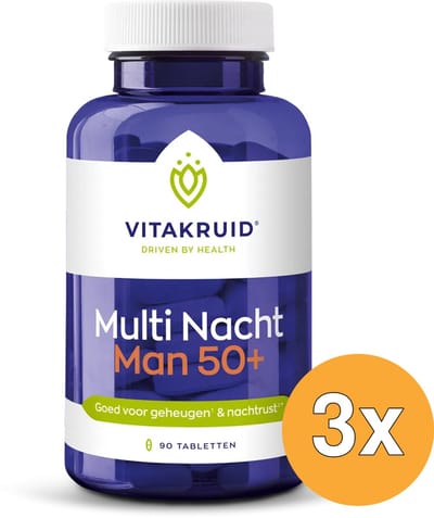 3x Vitakruid Multi Nacht Man 50+ 100% Vegan (90 tabletten)
