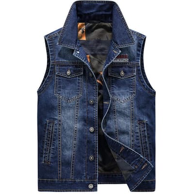 Lente en Herfst Nieuw Heren Buiten Casual Mode Denim Vest Vest Heren Grote Maat Revers XL gray