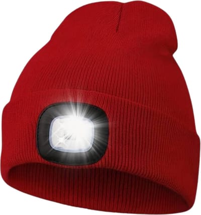 Nivard Wintermuts - Heren - Dames - Volwassenen - Muts - Ski Mask - Ski Masker - Winter Masker - Met Lamp - Rood