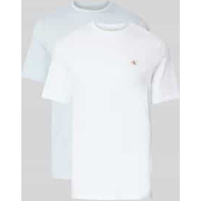 Calvin Klein Ss Badge Tee 2-pack Bright White/plein Air Größe: S | Basic T-Shirts Outlet | Herren | Weiß