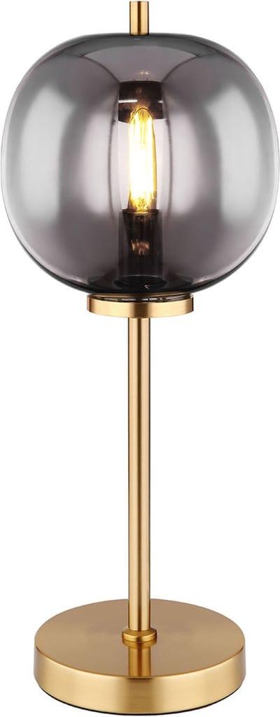 Globo - tafellamp - Blacky I - messing zwart - glas metaal smoke glas - Ø 19cm - E14 - 15345TMM