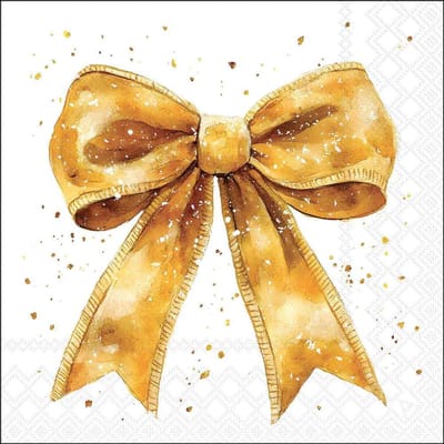 Servetten "Fancy bow gold/white" 33x33 cm
