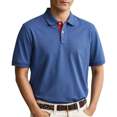 Gant Contrast Piqué Poloshirt Vintage Blauw - Maat M - Heren