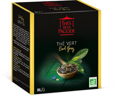 Thes de la Pagode - Groene thee Earl Grey - Biologische thee - 20 theezakjes