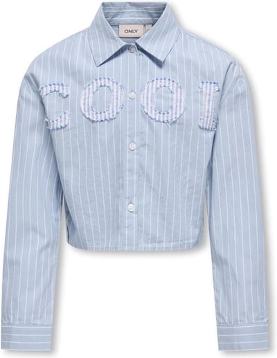 ONLY KOGETTA LS PATCH SHIRT WVN Meisjes Blouse - Soft Chambray Y/D White Stripe W. Patch