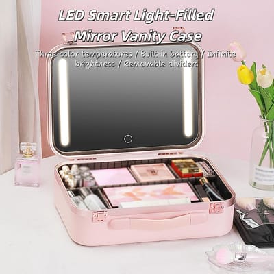 Make-up koffer - Cosmetica tas - Reizen Organiseren - Verlichte spiegel - 1 kg - Zwart