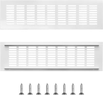 Ventilatierooster Set van 2 - 800 x 400 mm Aluminium Rooster voor Badkamer, Keuken en Woonkamer met 8 Schroeven