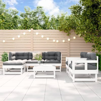 vidaXL - 7-delige - Loungeset - massief - grenenhout - wit
