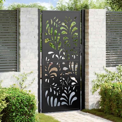 vidaXL Poort met golfontwerp 100x200 cm staal zwart