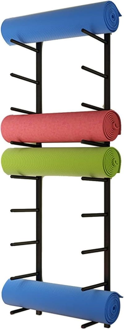 Metalen Wandrek - Fitness Organizer - Sportartikelen Opbergen - 9 Niveaus Capaciteit - 155 cm Hoog - Zwart