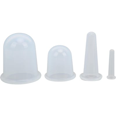 4 stuks Gezichtscuppingset Silicone Transparante Vacuüm Zuigmassage Cups voor Fijne Lijnen Rimpels white