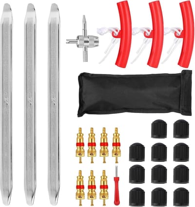 SnelShoppen - 27-delige Bandenlichters Set, 30 cm Montagehaken, met 3 Velg Beschermers, Fiets, Motor, Auto, Scooter Bandenmontage Gereedschap