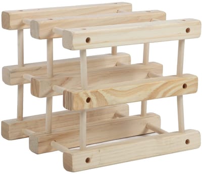 Dailygoods- Wijnrek modern - Wijnrek hout - Stapelbaar flessenrek - Wijnrek voor 6 flessen - Keuken/bar/wijnkelder - Afmetingen 26 x 24 x 24 cm