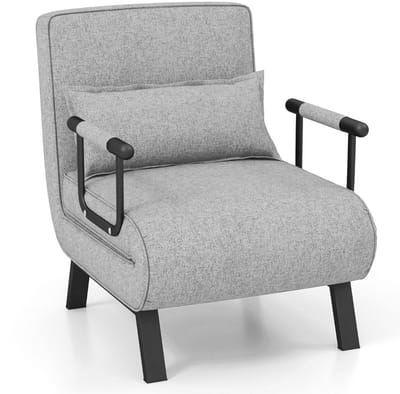 Slaapstoel - Uitklapbaar - Slaapbank - Logeerbed - Zetelbed - Slaapfauteuil - Vouwbed - 1 persoons - Zeer comfortabel - Lichtgrijs