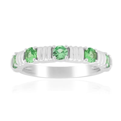 Cavill - Zilveren Ring Gerhodineerd - AAA Keniaanse Tsavoriet 0,468 ct - Rond Slijpsel - Elegante Groene Edelstenen - Dames Sieraad