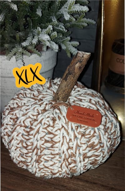 Pompoen, Gehaakte pompoen, Herfst decoratie, Halloween, Decoratie, Woonaccessoires, Bruin Beige gemeleerde pompoen , XLX®