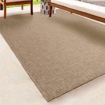 the carpet Kansas - Robuust In- en Outdoor vloerkleed, natuurlijk jute-look, weerbestendig, geschikt voor terras en tuin, 60 x 90 cm
