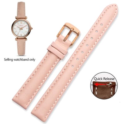 Echt lederen horlogeband voor Casio Citizen Fossil Effen horlogeband Folli Damesarmband Blauw Roze Bruin 14mm 16mm 18mm 20mm 12mm beige