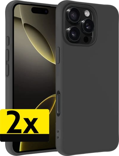 Hoesje - 2 Stuks - Geschikt voor Apple iPhone 16 Pro - Sterk & Shockproof - Case Siliconen - Back Cover - Telefoon Hoes - Telefoonhoesjes - Zwart