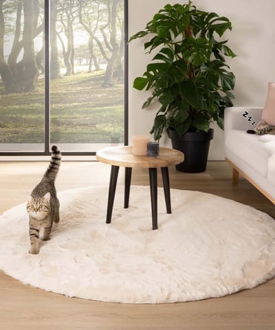 Rond hoogpolig vloerkleed - Comfy plus crème 200