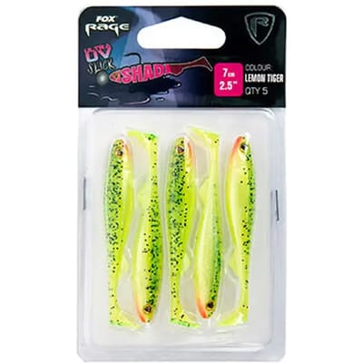 Zacht kunstaas Fox Rage slick shad ultra UV lemontiger 2.75" x 5