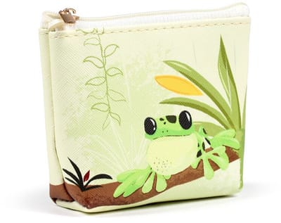 Ritsportomonnee - Tropische Kikkers & Bladeren - PVC - 11x8x3cm