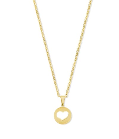 CO88 Collection 8CN-26444 Stalen Ketting met Hangertje - hartje - 15mm - 40+5cm - Ankerschakel - 1,5mm - Cadeau voor haar - Staal - Zilverkleurig