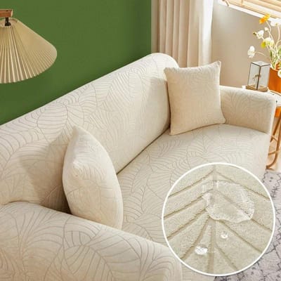 Jacquard Waterdichte Bankhoes voor Woonkamer Dikke Elastische Bankhoes voor 1/2/3/4 Zits L-vormige Hoekbankhoes 1 SEAT (90-140CM) white