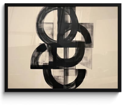 Poster in lijst - Fotolijst 80x60 cm - Posters - Cirkels - Lijnen - Vormen - Zwart - Posterlijst zwart - Decoratie - Wanddecoratie woonkamer - Muurdecoratie slaapkamer