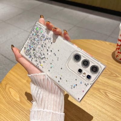 Luxe Lijm Glitter Kleurverloop Telefoonhoesjes Voor Samsung Galaxy S23Ultra S23 S22 Plus Helder Epoxy Zachte Hoesjes S22Ultra