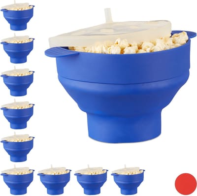 Popcorn maker - set van 10 - siliconen - opvouwbaar - blauw