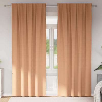 vidaXL Zwart-out Gordijnen met Ringen 2 st Licht Bruin 225 x 140 cm