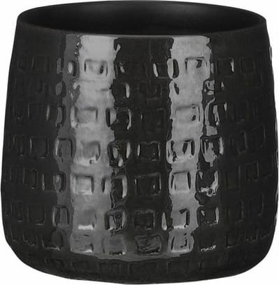 Mica Decorations Plantenpot Floyd - keramiek - zwart - D17 x H15 cm - uniek relief patroon