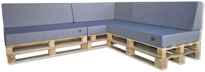 Tuinkussenset voor pallet hoekbank - 3-delig - 120x80 cm - rugkussens en zitkussen - afneembare hoes, linnen grijs rechts