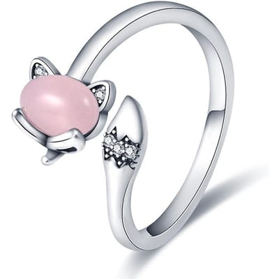 Nieuwe S925 Witte Brons Damesring Nee. 1 Vos Open Ring white