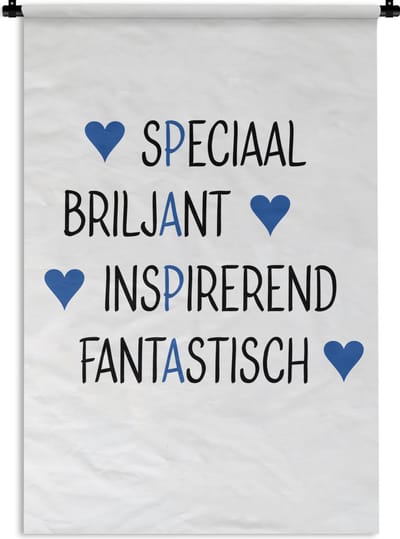 Wandkleed Vaderdag - Vaderdag cadeaus / vaderdaggeschenk met tekst - Papa blauw Wandkleed katoen 90x135 cm - Wandtapijt met foto